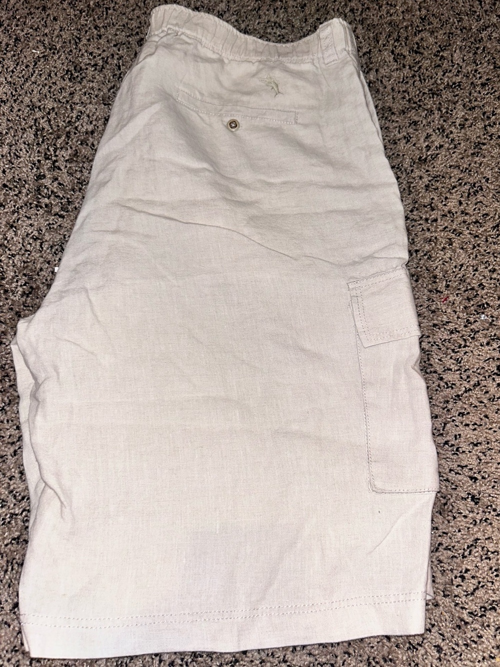 Tommy Bahama relax Mens Cargo Shorts 100% Linen Cream XL 11” inseam